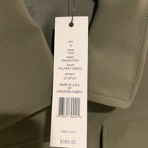 Theory Military Green crop jacket Brand New